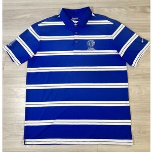 Nike Golf Polo Shirt Mens XL Blue White Stripe World Golf Championship